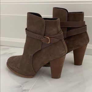 Dune London suede wood heel boots
